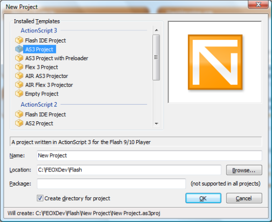 FlashDevelop New Project